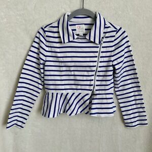 The Children's Place Girls Stripe Moto Peplum Jacket Size 7/8